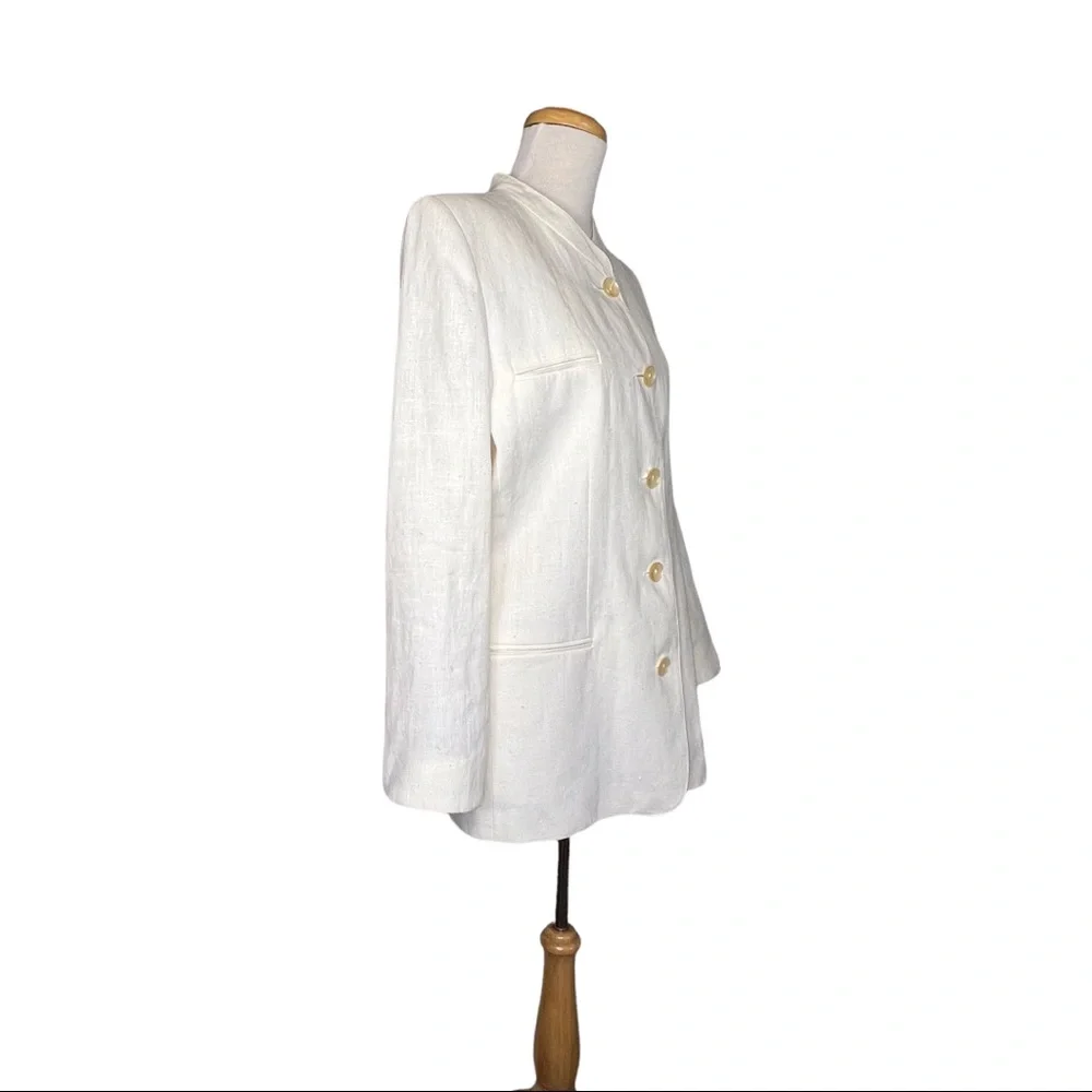 Harvé Benard By Benard Holtzman Vintage Womens Linen Kimono Jacket Ivory Size 10